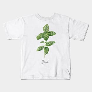 Basil herb painting Kids T-Shirt